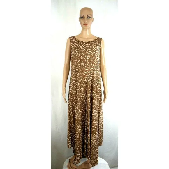 Sundance | Dresses | Sundance Brown Crme Print Sleeveless Maxi Shift Dress  Womens Size 6 | Poshmark
